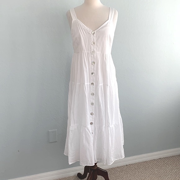 Rails White Violet Tiered Cotton Voile Midi Dress - Picture 7 of 16